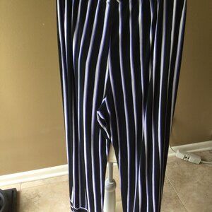 NWT Chico's Womens Striped Traveler Pull On Pants Wide Leg High Rise Sz 16 (3R)